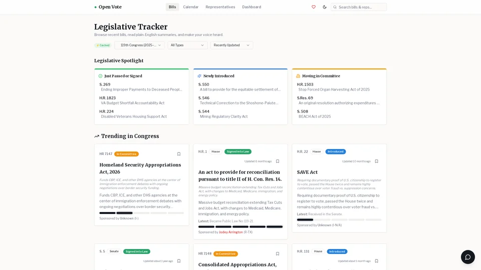 Homepage snapshot at launch