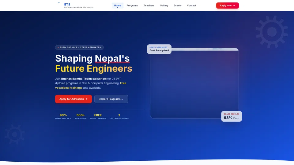Homepage snapshot at launch