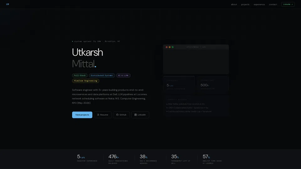 Homepage snapshot at launch