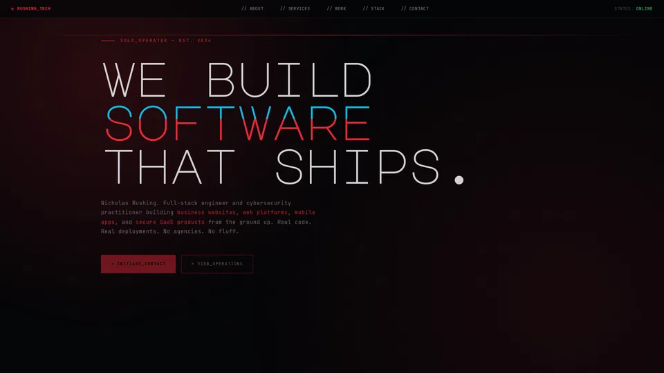 Homepage snapshot at launch