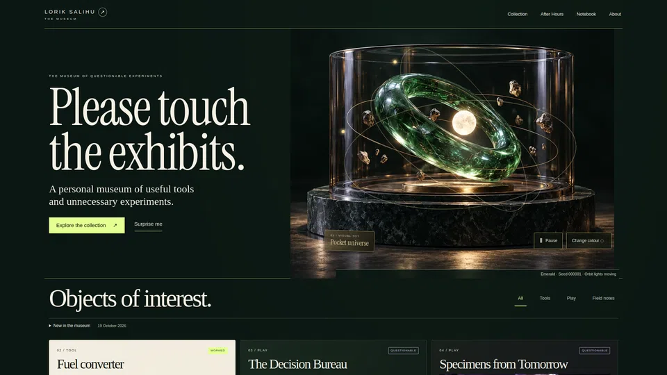 Homepage snapshot at launch