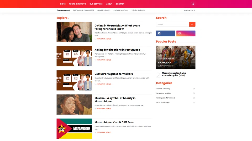 Homepage snapshot at launch