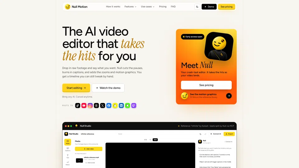 Homepage snapshot at launch