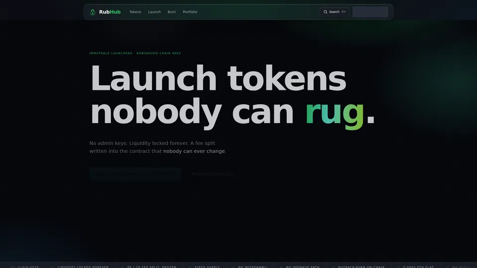 Homepage snapshot at launch