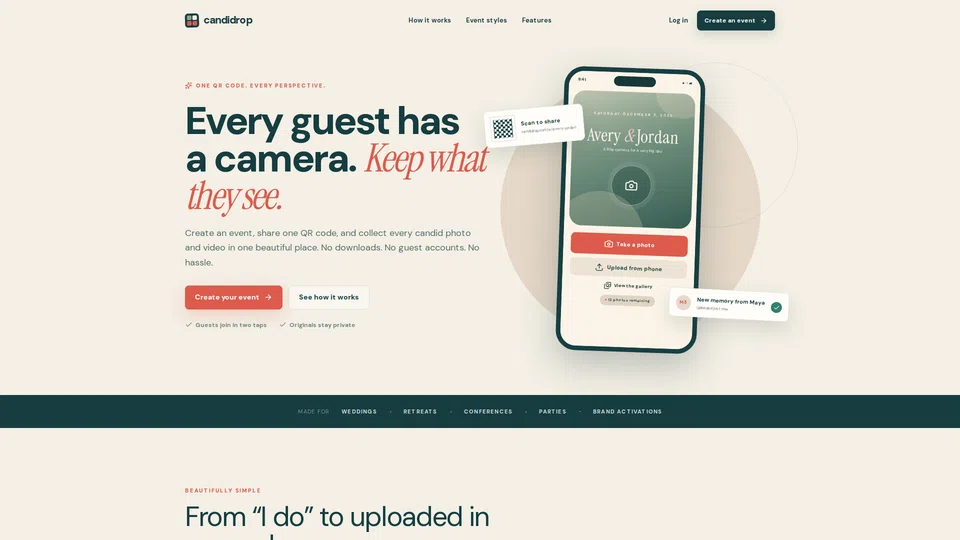 Homepage snapshot at launch
