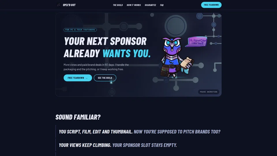 Homepage snapshot at launch