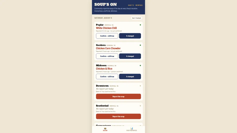 Homepage snapshot at launch