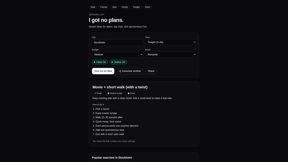 Homepage snapshot at launch