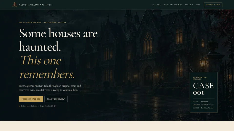 Homepage snapshot at launch