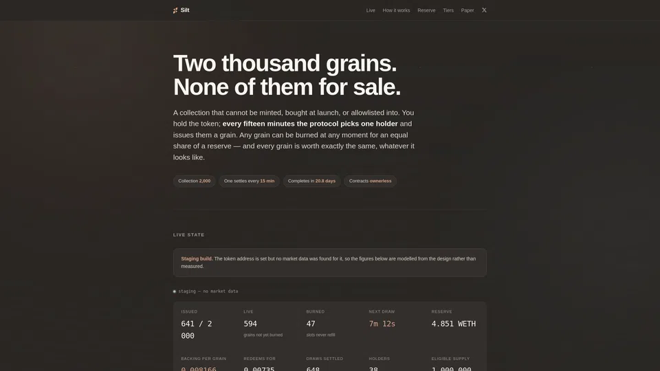 Homepage snapshot at launch