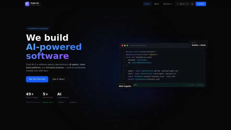 Homepage snapshot at launch