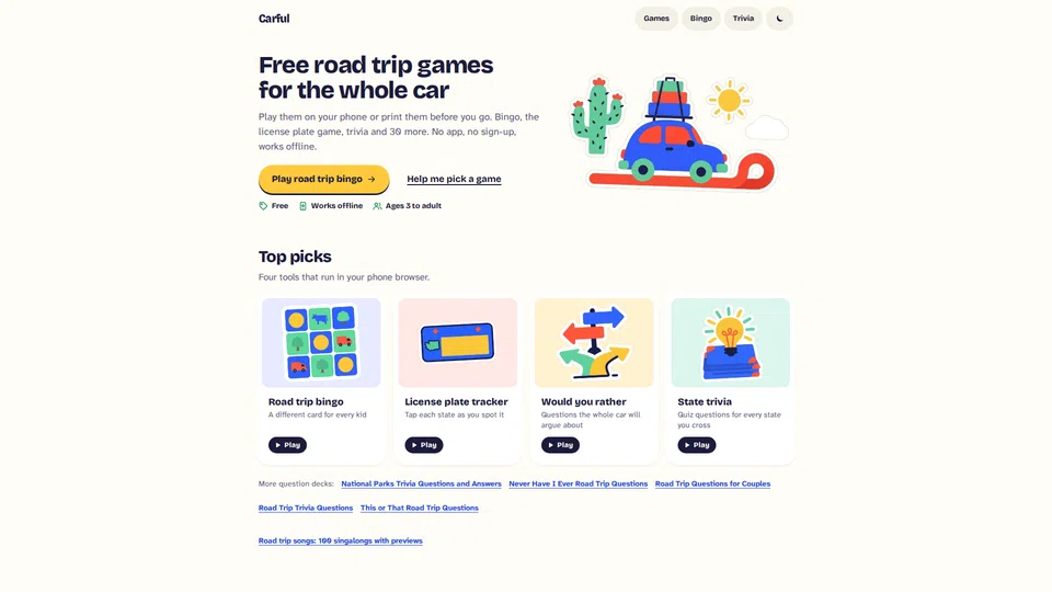 Homepage snapshot at launch