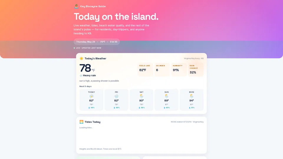 Homepage snapshot at launch