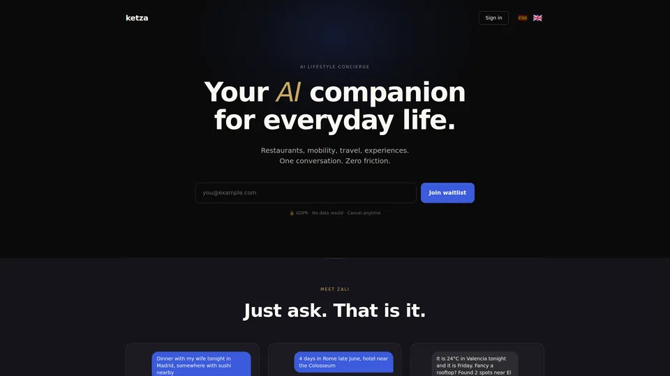 Homepage snapshot at launch