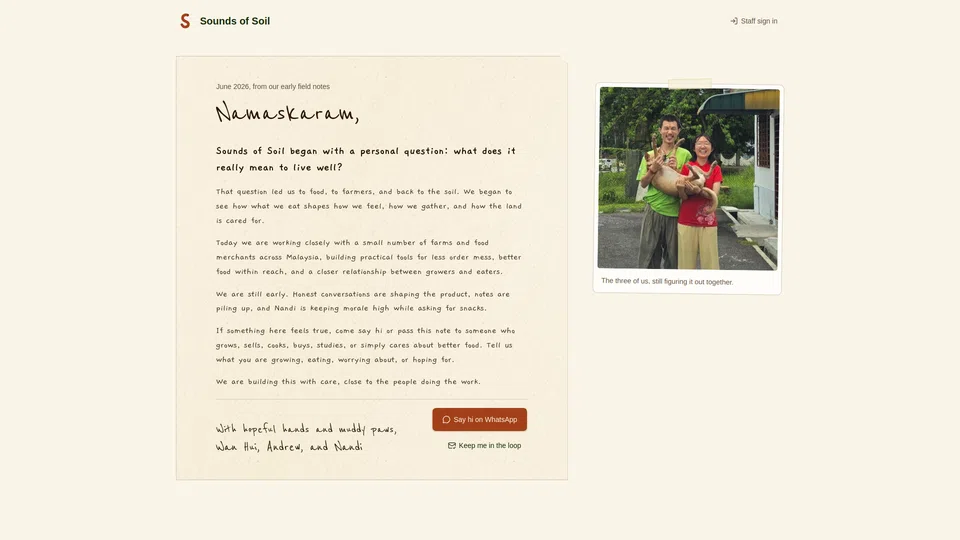 Homepage snapshot at launch