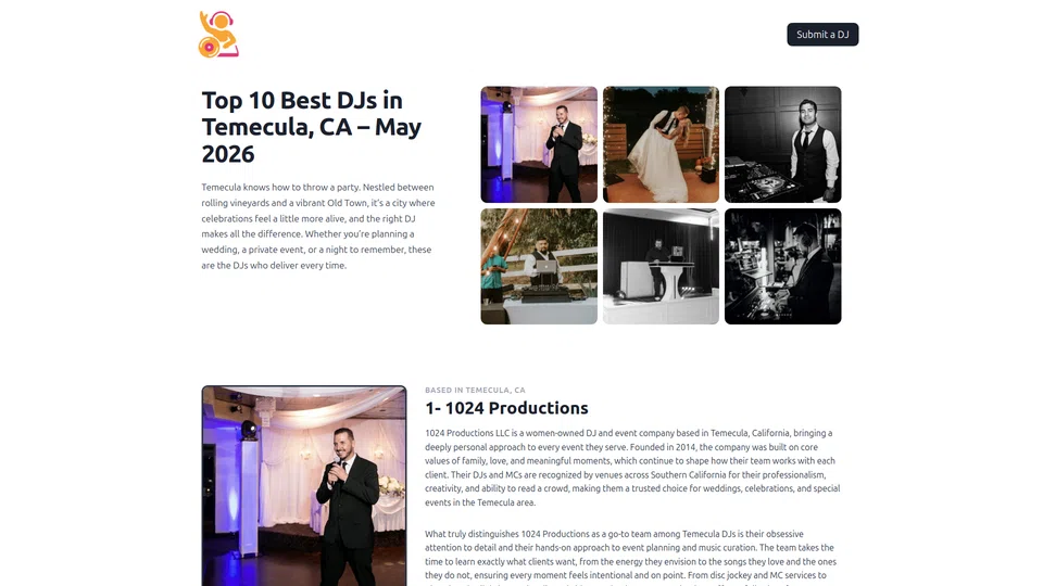 Homepage snapshot at launch