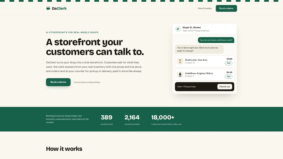 Homepage snapshot at launch