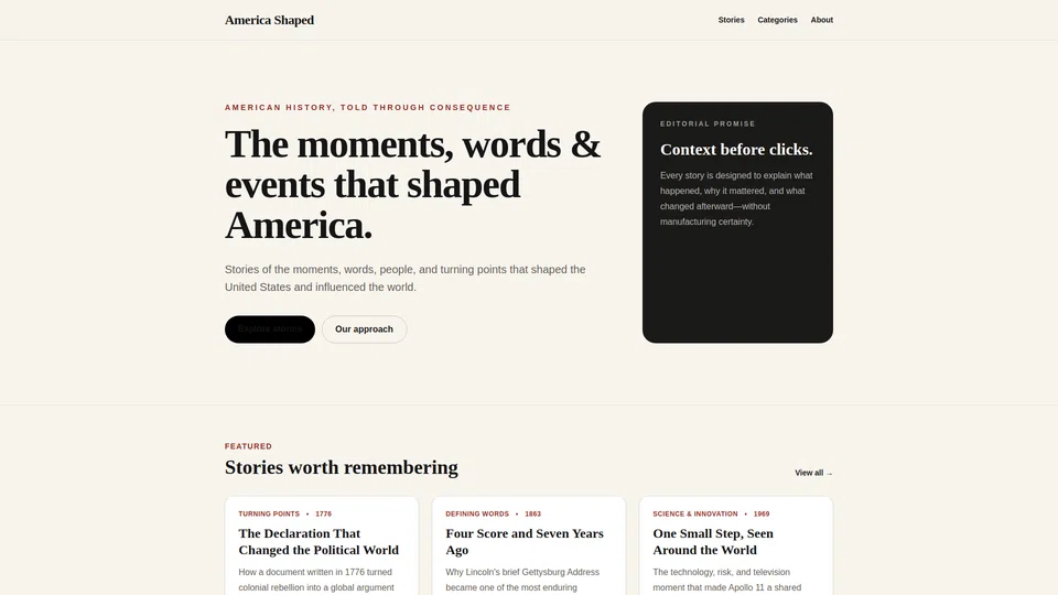 Homepage snapshot at launch