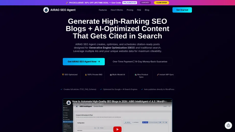 Homepage snapshot at launch