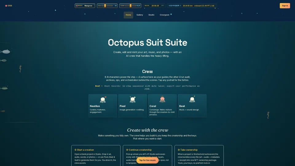 Homepage snapshot at launch