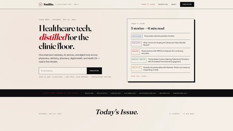 Homepage snapshot at launch