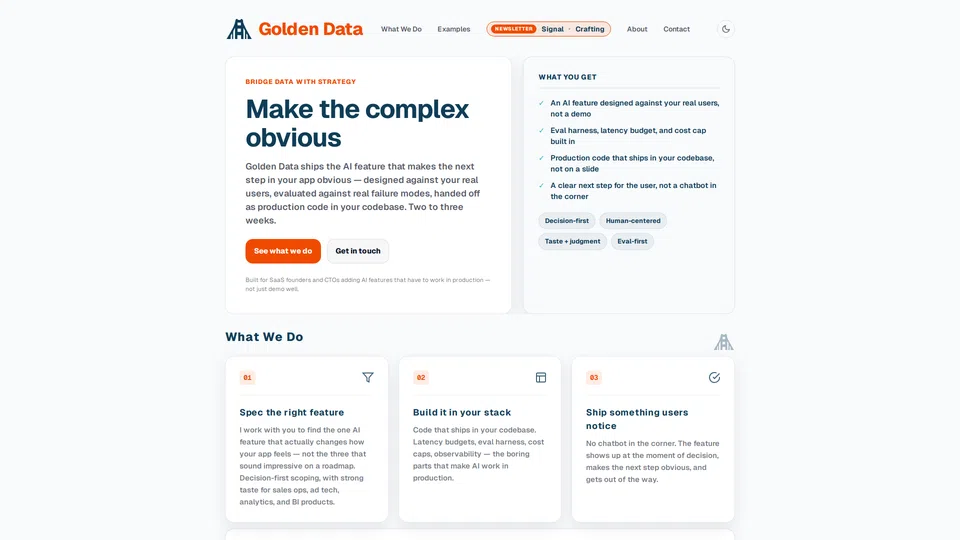 Homepage snapshot at launch