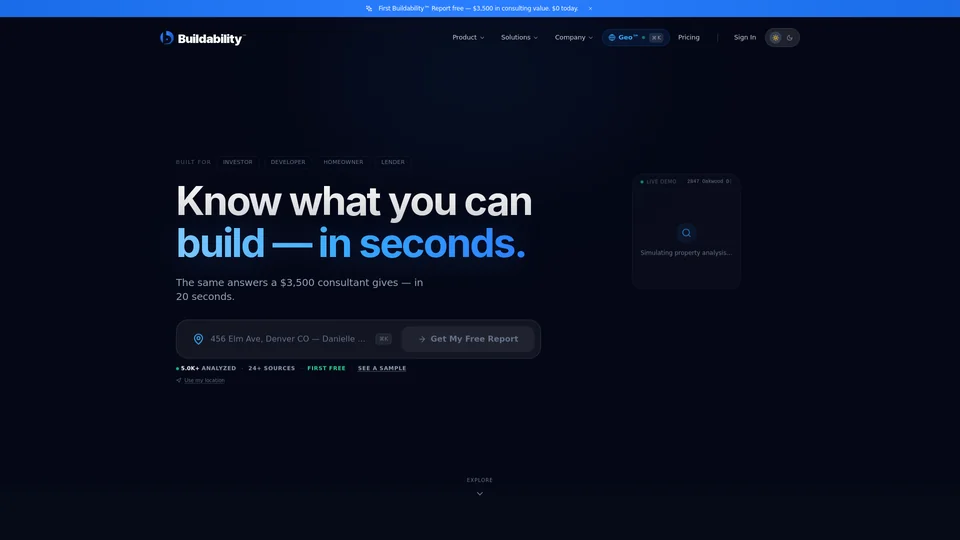 Homepage snapshot at launch