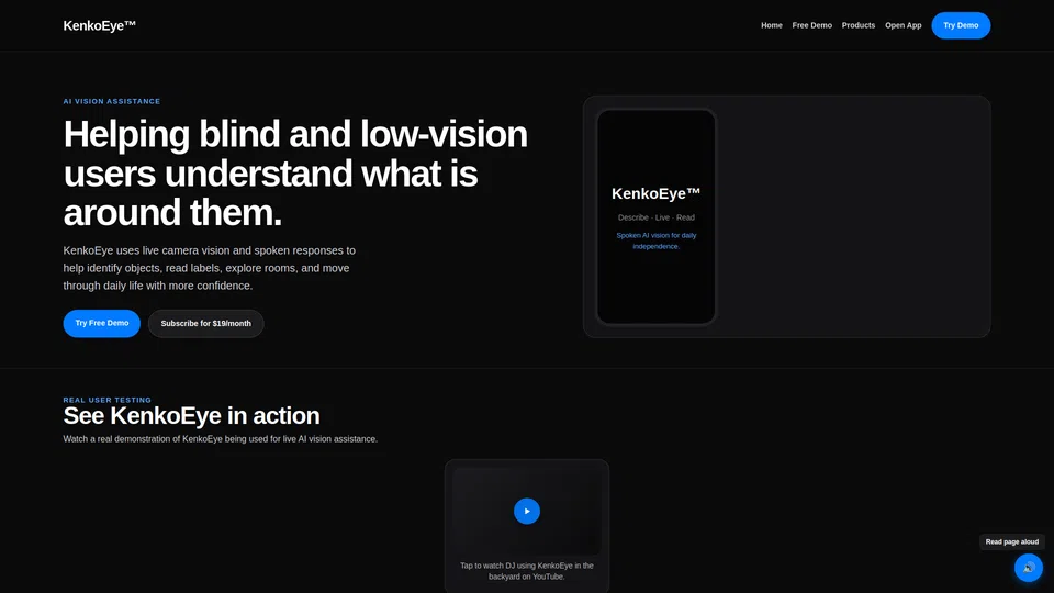 Homepage snapshot at launch