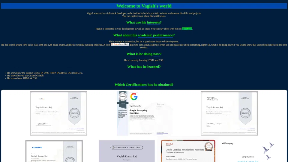 Homepage snapshot at launch