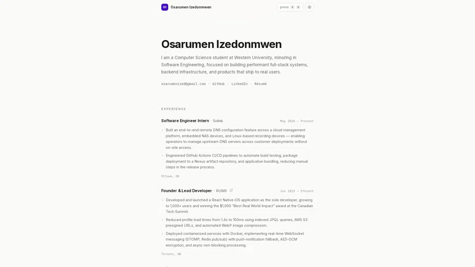Homepage snapshot at launch