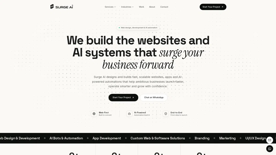 Homepage snapshot at launch