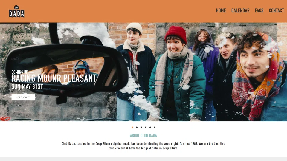 Homepage snapshot at launch