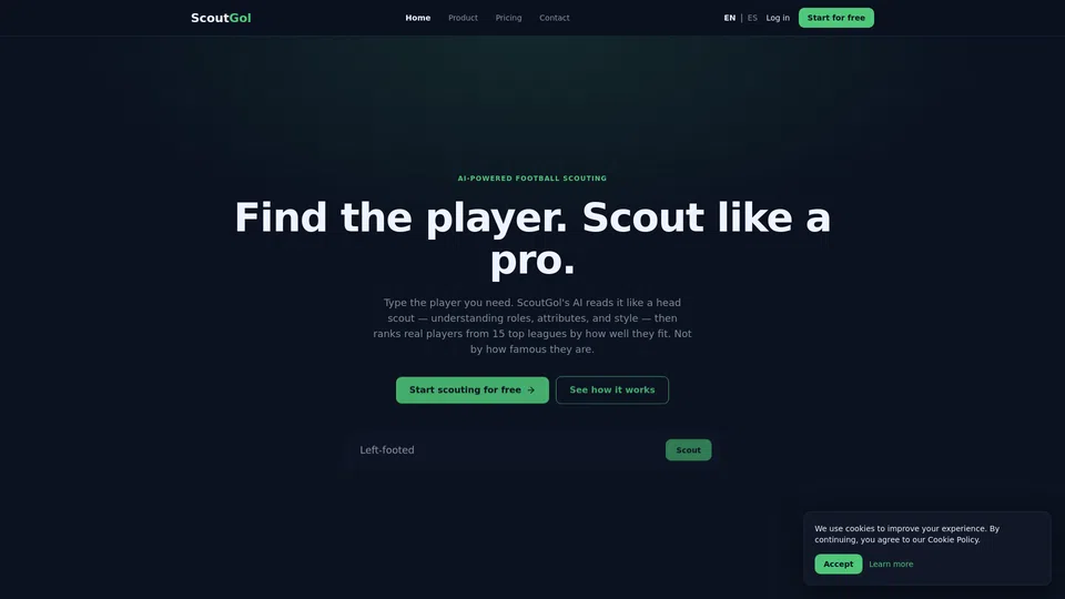 Homepage snapshot at launch