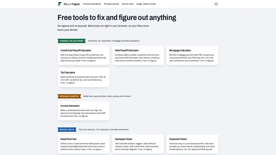 Homepage snapshot at launch