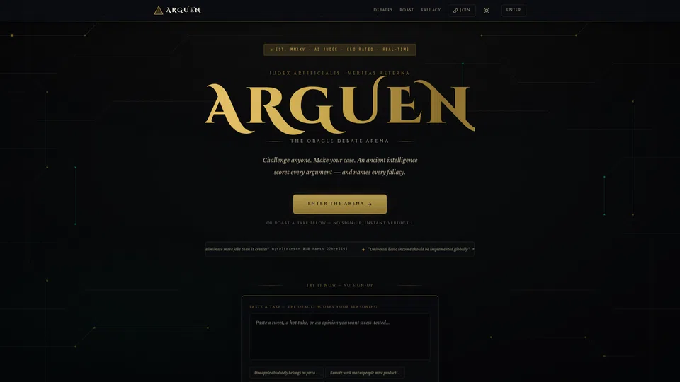 Homepage snapshot at launch