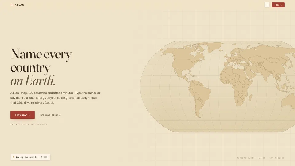Homepage snapshot at launch