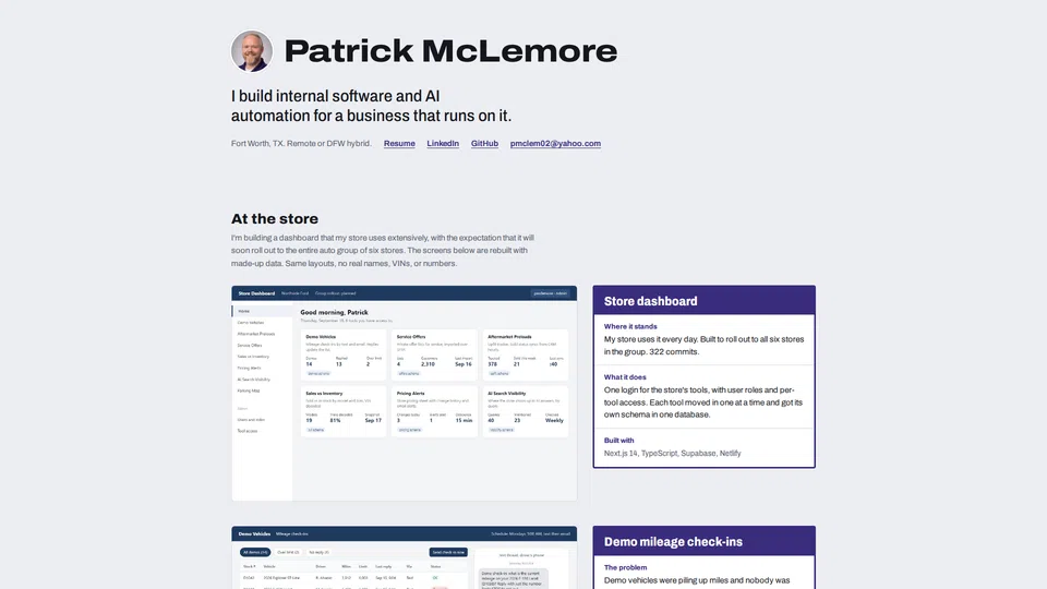 Homepage snapshot at launch