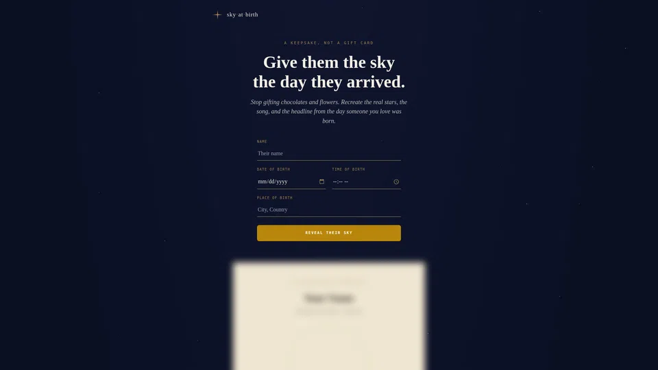 Homepage snapshot at launch
