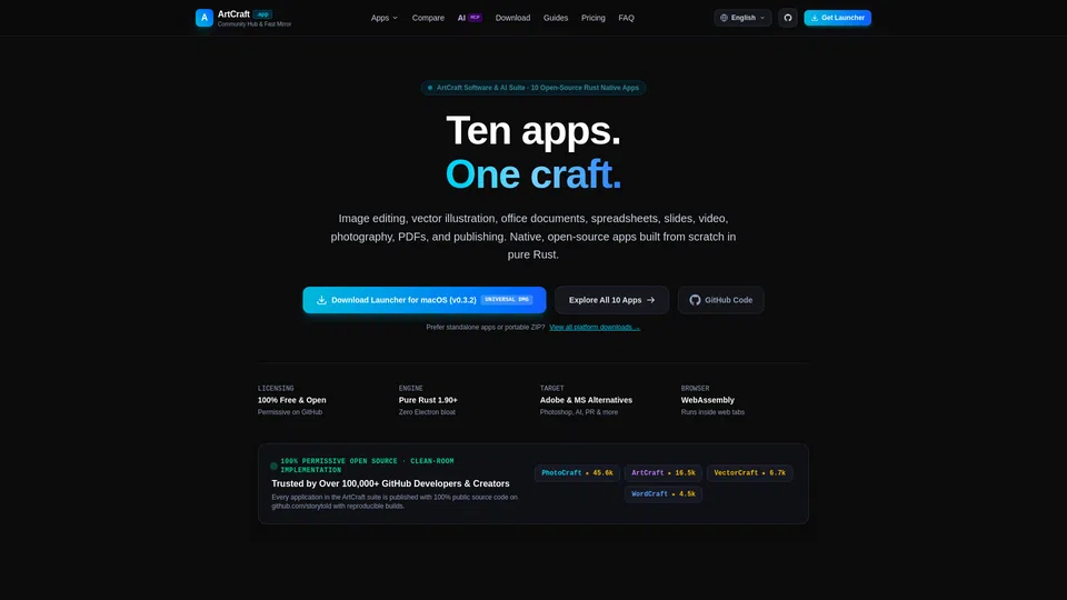 Homepage snapshot at launch