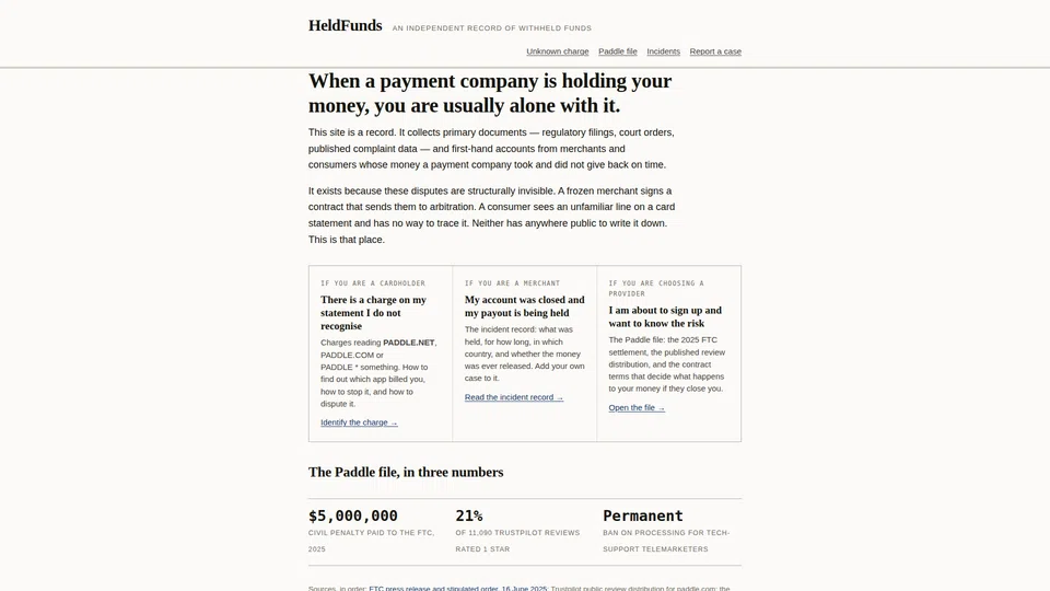 Homepage snapshot at launch