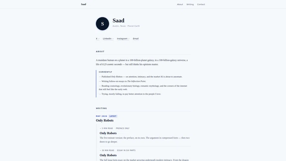 Homepage snapshot at launch