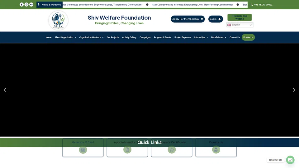 Homepage snapshot at launch