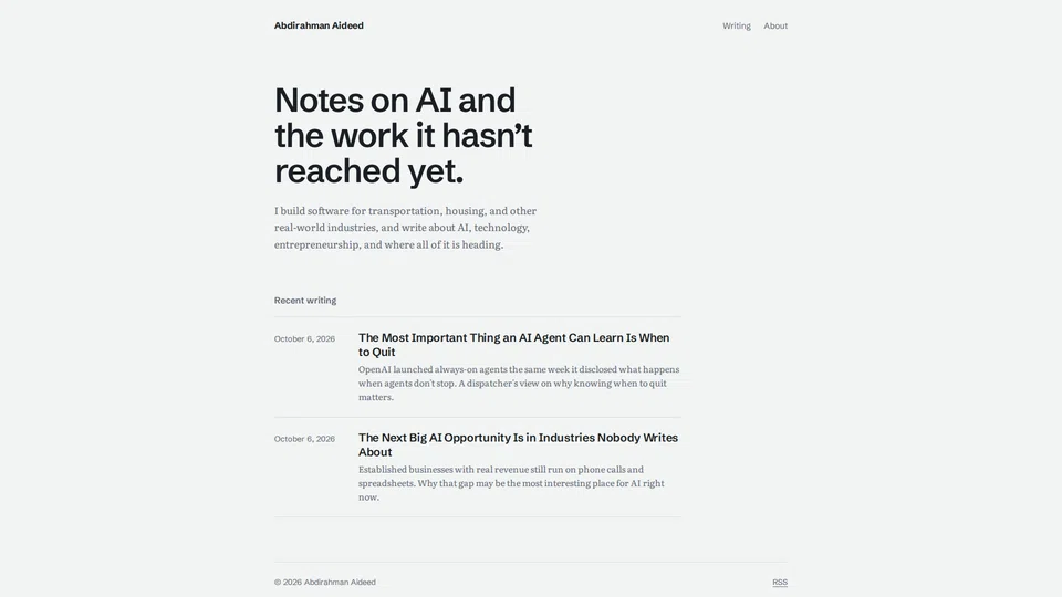 Homepage snapshot at launch