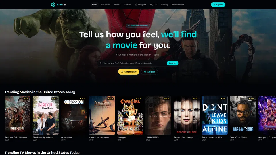 Homepage snapshot at launch