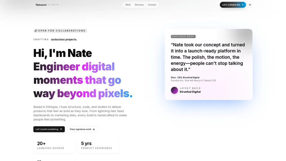 Homepage snapshot at launch