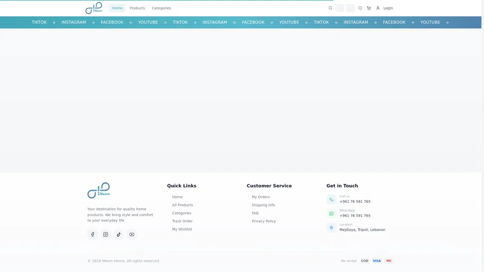 Homepage snapshot at launch