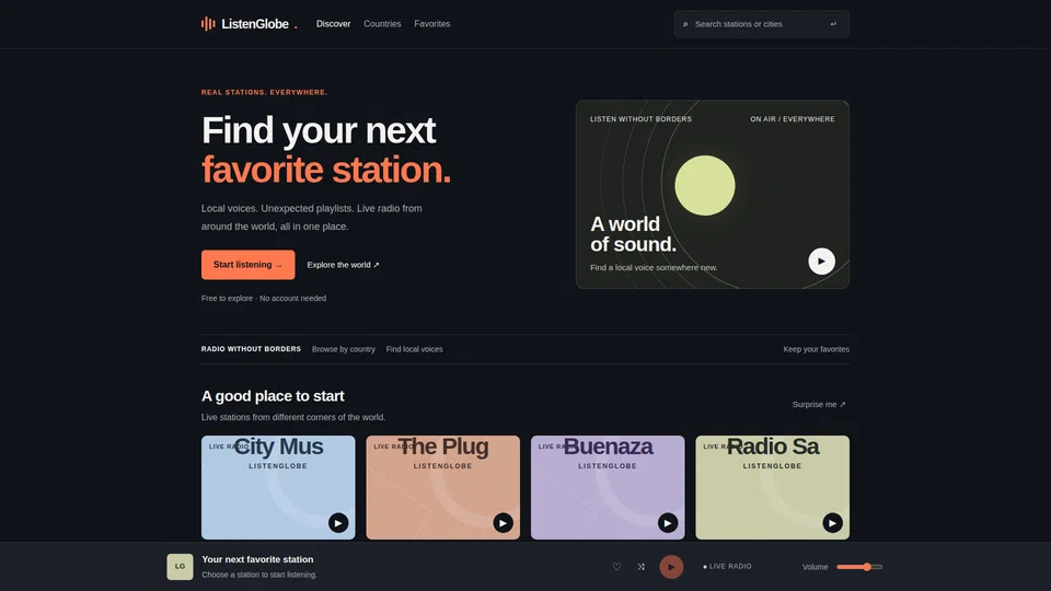 Homepage snapshot at launch