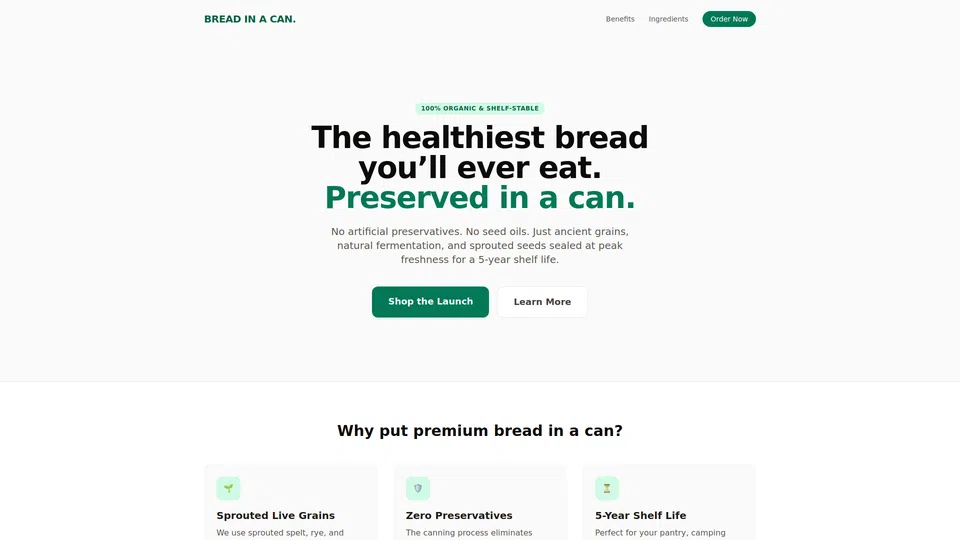 Homepage snapshot at launch