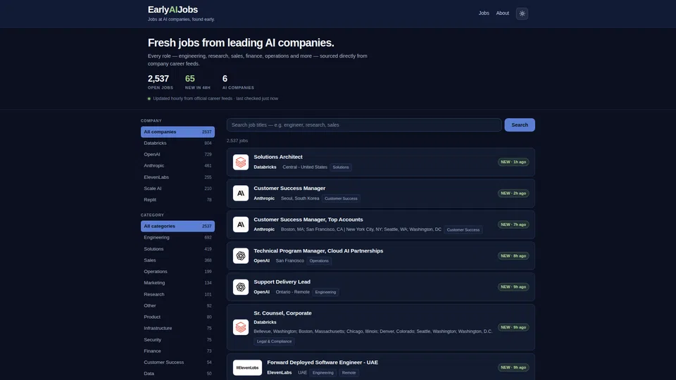 Homepage snapshot at launch