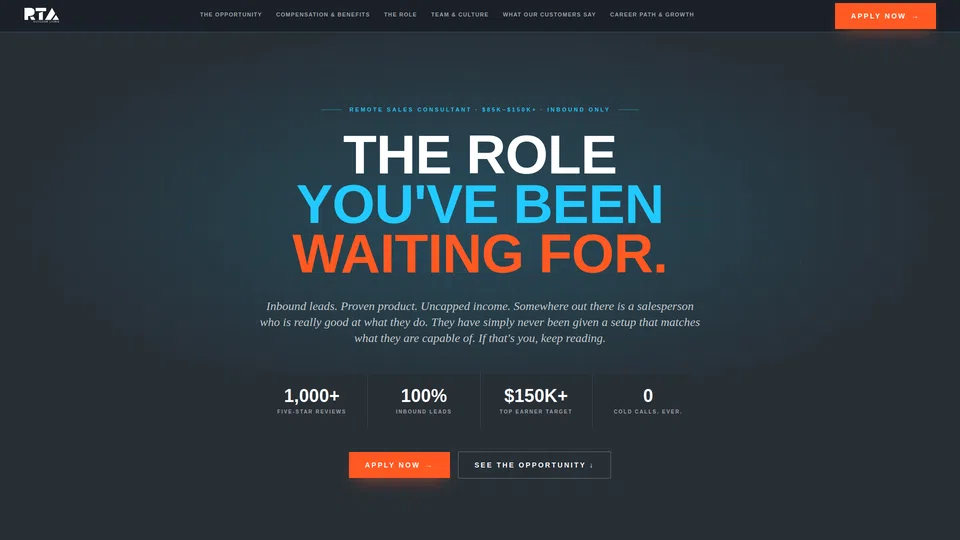 Homepage snapshot at launch